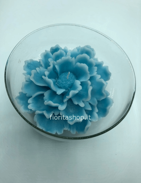 Alzata di vetro con dalia di cera